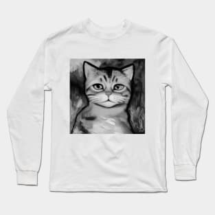 Cat Portrait (Black and White) Long Sleeve T-Shirt